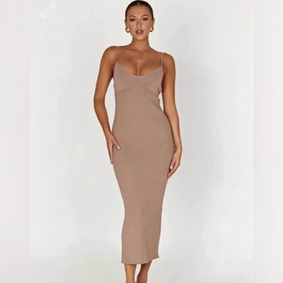 brown meshki dress Oria Chiffon Maxi Dress / Cacao Brown | MESHKI